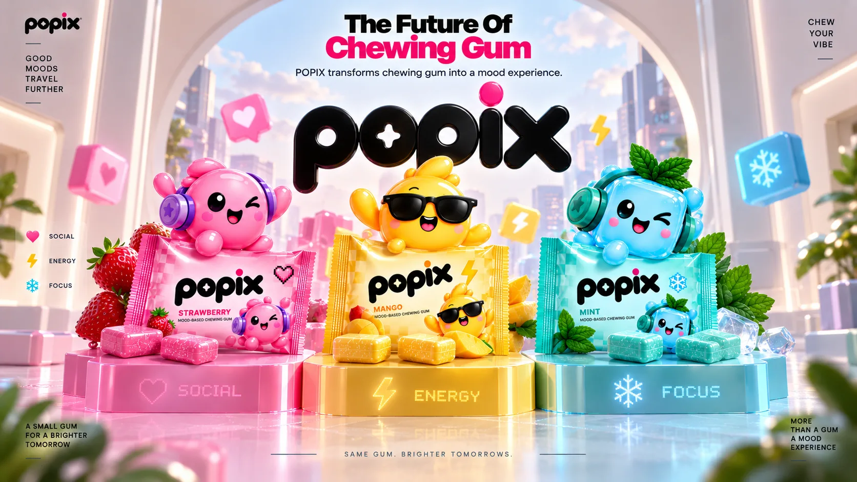 Popix Gum — Packaging Design packaging & visual design mockup 14 by Raghav Chopra